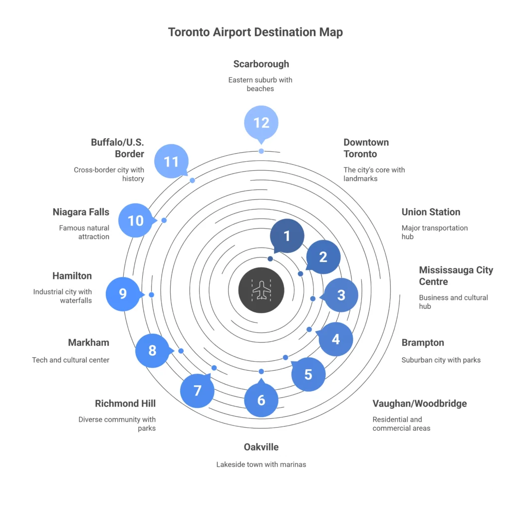 Toronto destination & Toronto Airport Taxi rates infographic